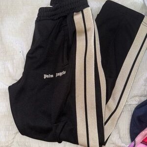 Palm Angels Kids Black Joggers with Gold Stripes